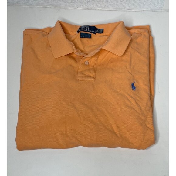 Polo By Ralph Lauren Mens XXL Custom Fit Orange Polo Shirt - Picture 3 of 4
